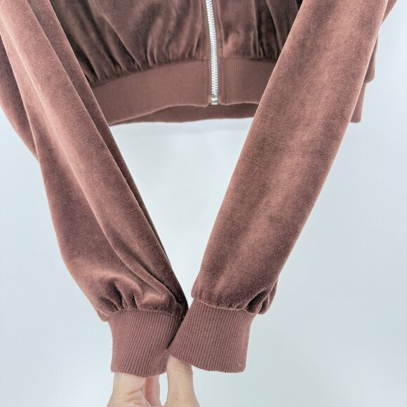 Cult Favorite Hoodie Velour Zip Up Butterfly Rhinestone Jacket Sz M Y2K Hipster - Picture 7 of 11